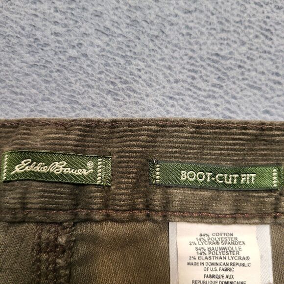 Eddie Bauer Pants Womens 10P Brown Boot Cut Corduroy Stretch Distressed - Picture 4 of 10